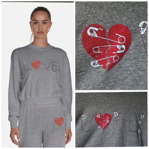 Lauren Moshi Spalding Safety Pin Heart sweatshirt